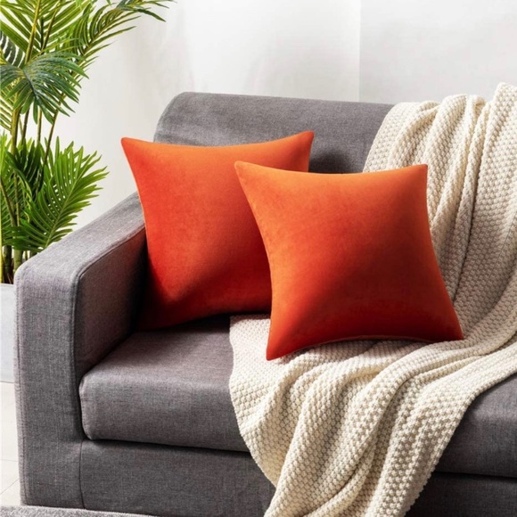 Luxury HomeBurnt Red Orange Soft Velvet Throw Pillow Covers 🍂
